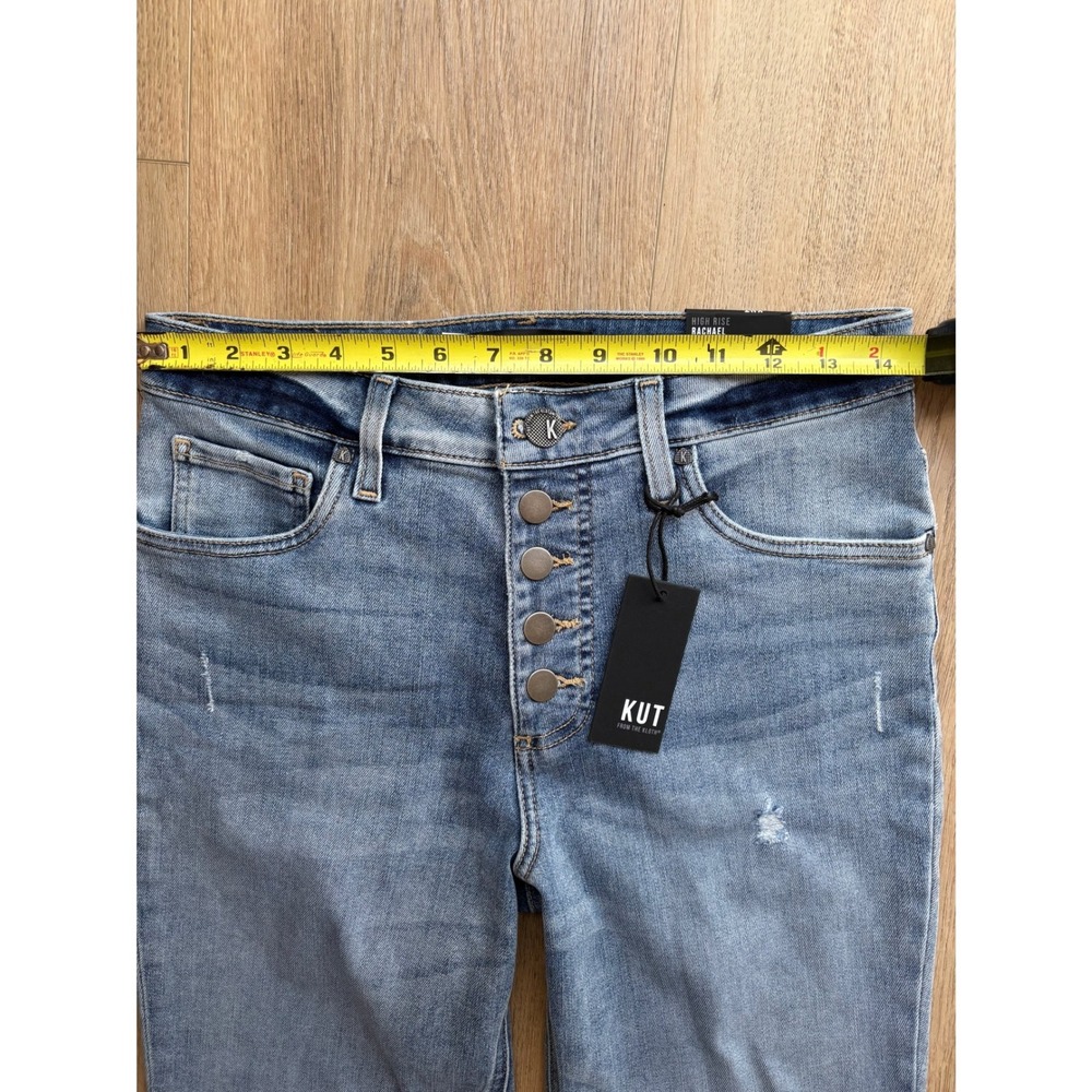 KUT from the Kloth Rachael Fab Am Mom Jean High Rise  Button Fly Raw Hem Size 6 - Picture 9 of 14